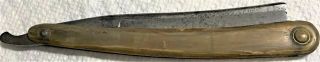 ANTIQUE EARLY 19TH C WADE & BUTCHER SHEFFIELD STUB TAIL STRAIGHT RAZOR HORN HDLE 8