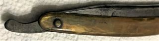 ANTIQUE EARLY 19TH C WADE & BUTCHER SHEFFIELD STUB TAIL STRAIGHT RAZOR HORN HDLE 9