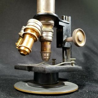 Antique Brass Microscope 1907 C H Stoelting Chicago,  3 Lens Interesting Roots 2