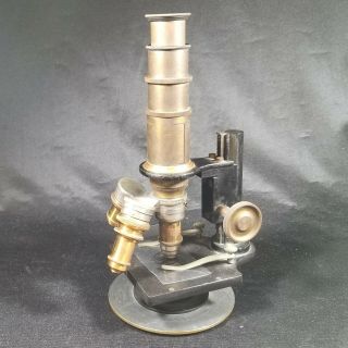 Antique Brass Microscope 1907 C H Stoelting Chicago,  3 Lens Interesting Roots 4