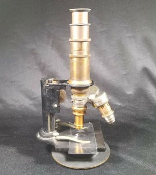 Antique Brass Microscope 1907 C H Stoelting Chicago,  3 Lens Interesting Roots 5