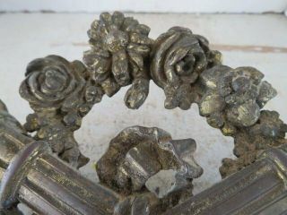 FABULOUS Old French METAL DETAIL HEADER Fragment Roses Flowers Very Ornate 2