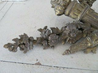 FABULOUS Old French METAL DETAIL HEADER Fragment Roses Flowers Very Ornate 3