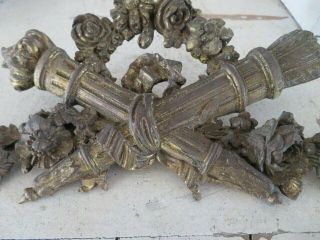 FABULOUS Old French METAL DETAIL HEADER Fragment Roses Flowers Very Ornate 4