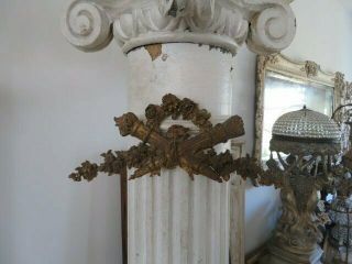 FABULOUS Old French METAL DETAIL HEADER Fragment Roses Flowers Very Ornate 6