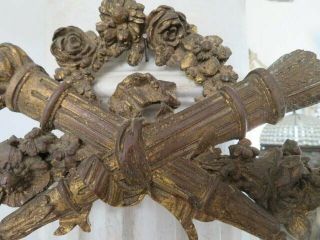 FABULOUS Old French METAL DETAIL HEADER Fragment Roses Flowers Very Ornate 9
