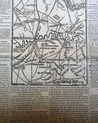 MUNFORDVILLE Kentucky Battle of Rowlett ' s Station MAP 1861 Civil War Newspaper 2