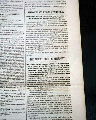 MUNFORDVILLE Kentucky Battle of Rowlett ' s Station MAP 1861 Civil War Newspaper 3