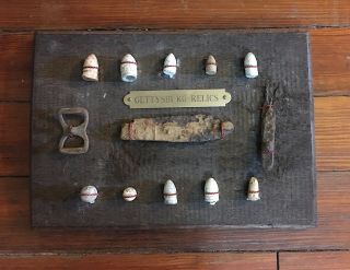 Gettysburg Civil War Bullets Buckle Tool Relics Display Board George Funt 1990 