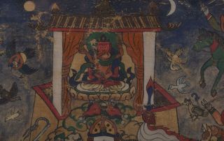 Antique Chinese Tibetan Buddhist Buddha Figural Thangka Silk Painting 9