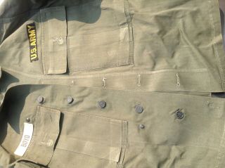 Vtg WWII US Army Military HBT Twill UTility Combat Shirt Jacket 32R 3