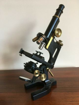 Antique Bausch & Lomb Compound Microscope Cah W/ Attachable Mechanical Stage