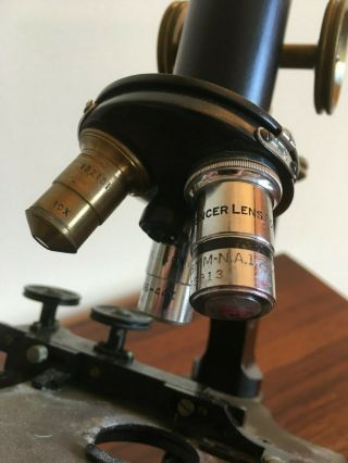 Antique Bausch & Lomb Compound Microscope CAH w/ attachable mechanical stage 3