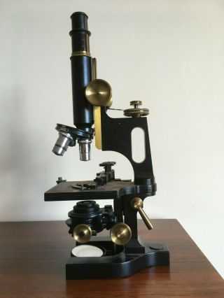 Antique Bausch & Lomb Compound Microscope CAH w/ attachable mechanical stage 8