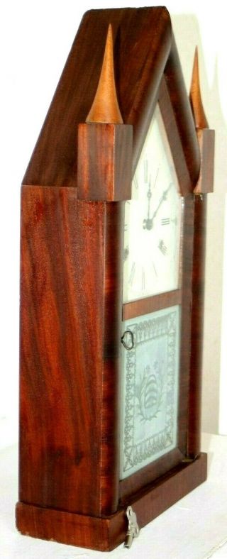 ANTIQUE RARE A.  S.  PLATT & CO.  DOUBLE FUSEE GOTHIC STEEPLE CLOCK W/ BEEHIVE GLASS 10