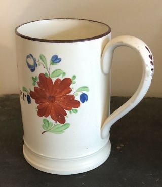 Creamware 18th c.  Mug “Blessed Is the peace maker”. 4
