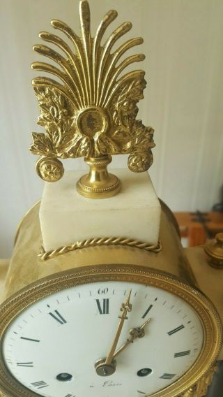 19th Century French Mantel Clock 8 Day Striking Brass Antique Clock 4