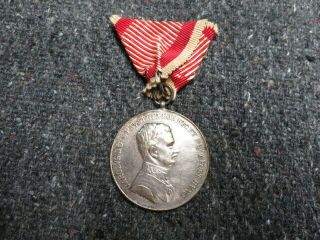 Wwi Austrian Silver Medal For Bravery 1st Class - W/ Ribbon -