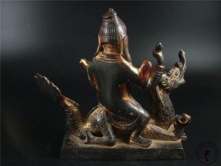 Very Large Old Chinese Tibet Gilt Bronze Buddha Sitting on Dragon Statue Figure 3