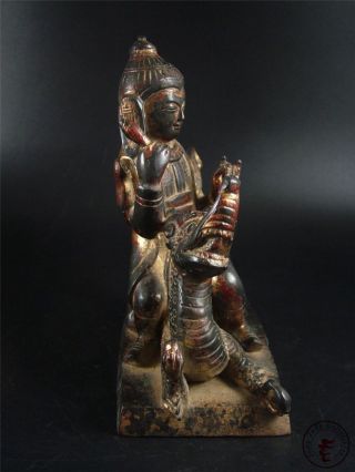 Very Large Old Chinese Tibet Gilt Bronze Buddha Sitting on Dragon Statue Figure 4