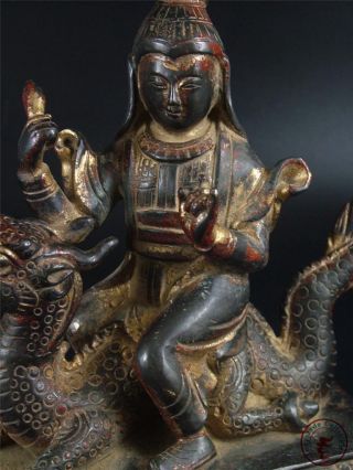 Very Large Old Chinese Tibet Gilt Bronze Buddha Sitting on Dragon Statue Figure 6