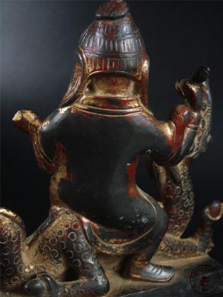 Very Large Old Chinese Tibet Gilt Bronze Buddha Sitting on Dragon Statue Figure 7