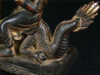 Very Large Old Chinese Tibet Gilt Bronze Buddha Sitting on Dragon Statue Figure 8
