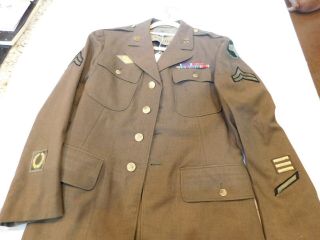 Wwii Jacket 104th Inf Patch See Ribbons Screw Back Brass Gen Allen Timberwolves