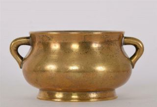 Late Ming or Early Qing Chinese Bronze Bombe Censer Incense Burner Xuande Mark 3