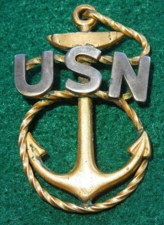 Wwi Us Navy Petty Officer Pin Badge Cpo Anchor