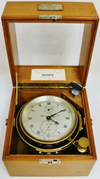 Antique English 2 Day Marine Chronometer Clock By Thomas Mercer Serial No 22350 3