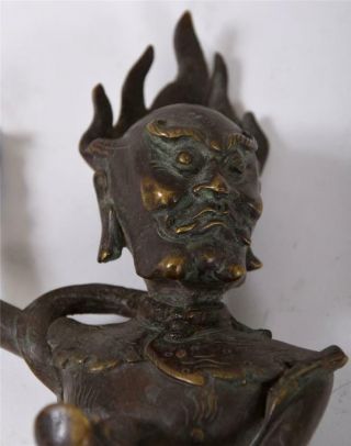 Dynamic Antique Fine Bronze Statue Buddhist Deity Running or Flying China Tibet 3