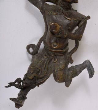Dynamic Antique Fine Bronze Statue Buddhist Deity Running or Flying China Tibet 6
