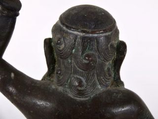 Antique Chinese Tibetan Bronze Kneeling Fat Happy Buddha Holding Censer or Lamp 10