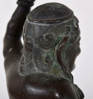 Antique Chinese Tibetan Bronze Kneeling Fat Happy Buddha Holding Censer or Lamp 11