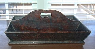 Antique Hand Made Primitive Wood Cutlery Knife Box Carrier Tote 1839 3