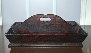 Antique Hand Made Primitive Wood Cutlery Knife Box Carrier Tote 1839 7