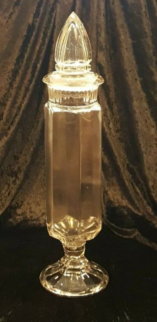 Antique Apothecary Drug Store 18 " Dakota Candy Glass Display Jar - Swirl Lid Ks