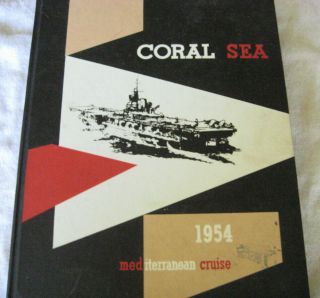 Vintage 1954 Uss Coral Sea Mediterranean Cruise Calendar Book Usn Us Navy Photos