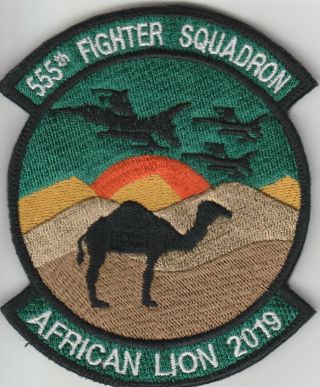 Air Force Patch,  Usaf,  555th Fighter Squadron,  African Lion 2019 On V/crow