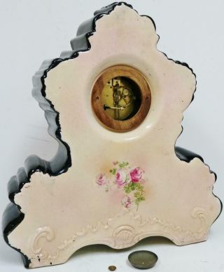Antique French 8 Day Bell Striking Sevres Hand Painted Porcelain mantel Clock 11