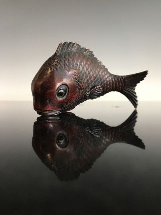 An Antique Meiji - Taisho Era Japanese Patinated Bronze Koi Fish