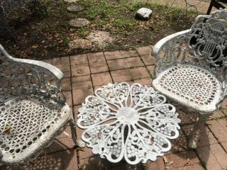 Antique Cast Iron Garden Chairs and Table 11