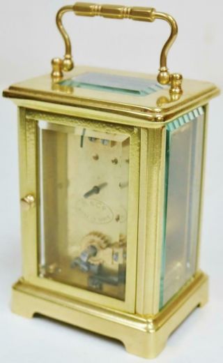 Antique French Brass & Glass 8 Day Timepiece Carriage Clock Platform Escapement 10