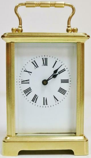 Antique French Brass & Glass 8 Day Timepiece Carriage Clock Platform Escapement