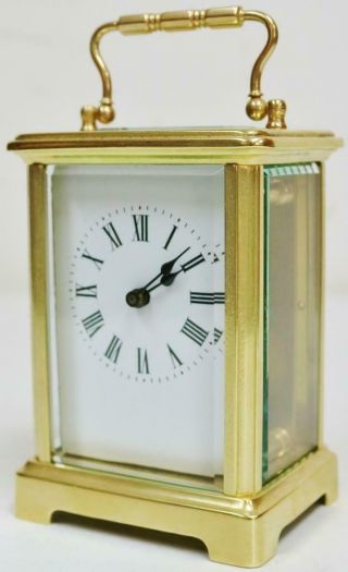 Antique French Brass & Glass 8 Day Timepiece Carriage Clock Platform Escapement 3