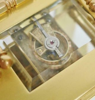 Antique French Brass & Glass 8 Day Timepiece Carriage Clock Platform Escapement 8