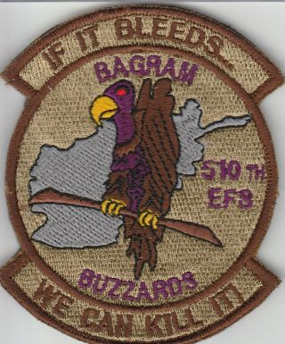 Air Force Patch,  Usaf,  510th Fighter Squadron,  Bagram 2019,  With V/crow