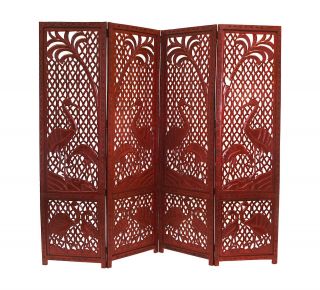 Decor4less - Hand Carved Foldable 4 - Panel Wooden Partition Screen/roomdivider