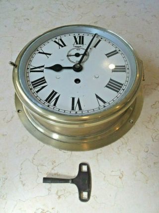 Extra Large Brass / Steel Ships Clock In Good Order,